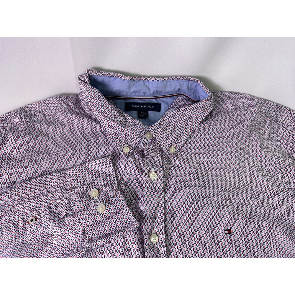 Tommy Hilfiger 2XL Geometric Micro Print L/S Button Down Shirt TH Flex Stretch